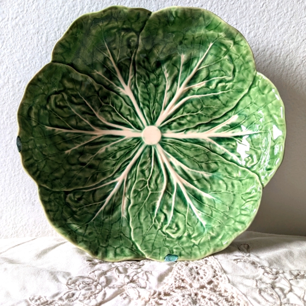 Vintag Cabbage Green Leaf Ceramic Plate
